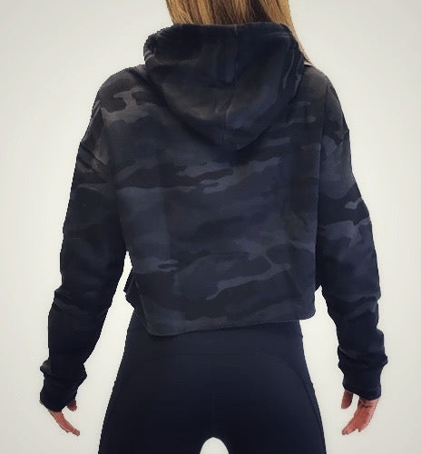 CROPPED HOODIE - BLACK CAMO